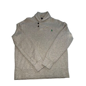 Polo Ralph Lauren Mens Sweater Size M Beige Pullover Shawl Collar Pony Preppy